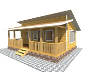 Каркасный дом 6х8 | Одноэтажные деревянные дома и коттеджи с террасой