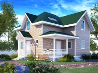 Каркасный дом 9х9 | Полутороэтажные деревянные дома с террасой