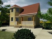 Каркасный дом 7х9 | Одноэтажные с мансардой деревянные дачные дома с террасой 7х9