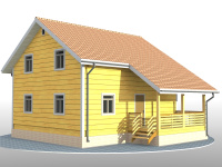 Каркасный дом 8х9 | Полутороэтажные деревянные коттеджи с террасой