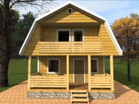 Дом из бруса 6х8 | Деревянные дома и коттеджи с террасой 6х8