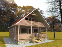 Каркасный дом 7х9 | Одноэтажные с мансардой деревянные садовые домики с террасой 7х9