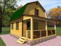 Дом из бруса 6х8 | Деревянные дачные дома с террасой 6х8