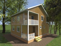 Каркасный дом 7х8 | Двухэтажные деревянные дома и коттеджи с террасой
