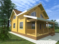 Дом из бруса 8х11 | Полутороэтажные деревянные коттеджи с террасой